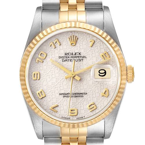 Photo of Rolex Datejust Steel Yellow Gold Ivory Anniversary Dial Mens Watch 16233