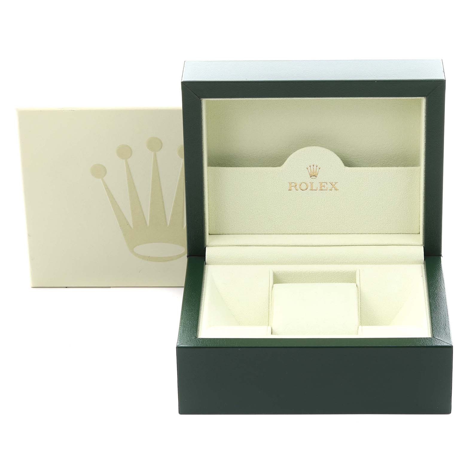 The image shows a Rolex Daytona 116520 Men's Stainless Steel White Dial 116520 Men's Stainless Steel White Dial watch box, open, displaying its inner compartments.