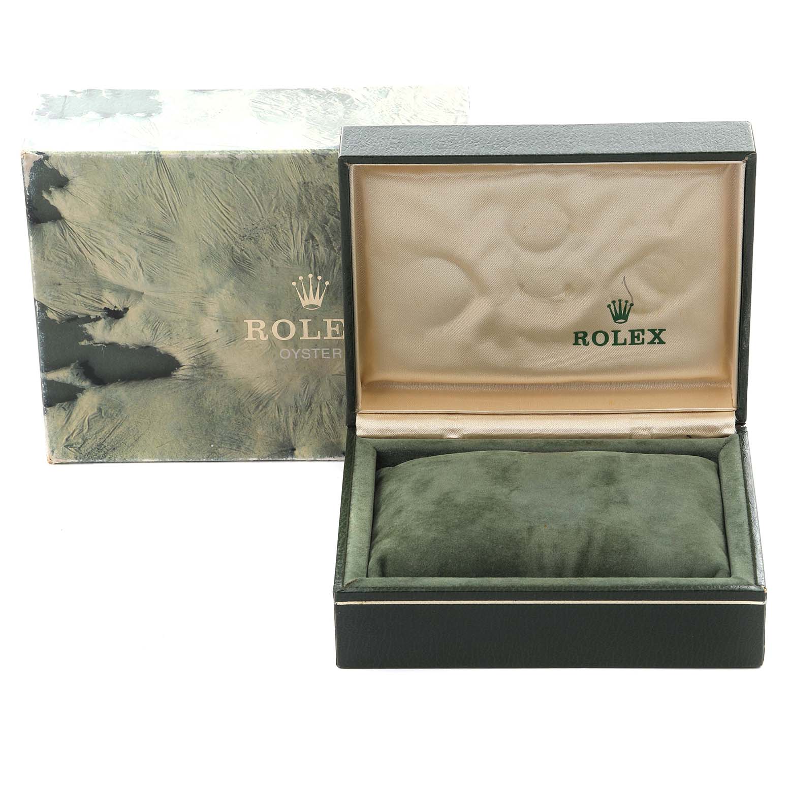 The image shows the packaging box and the open inner case for a Rolex GMT-Master 16713 Men's Steel and Gold (two tone) Brown Dial 16713 Men's Steel and Gold (two tone) Brown Dial watch.