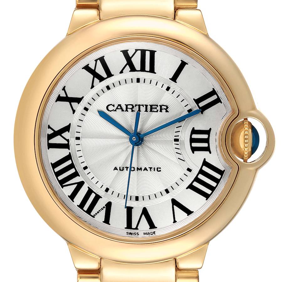 Cartier Ballon Bleu 36mm Automatic Yellow Gold Mens Watch W69003Z2 Box Card SwissWatchExpo