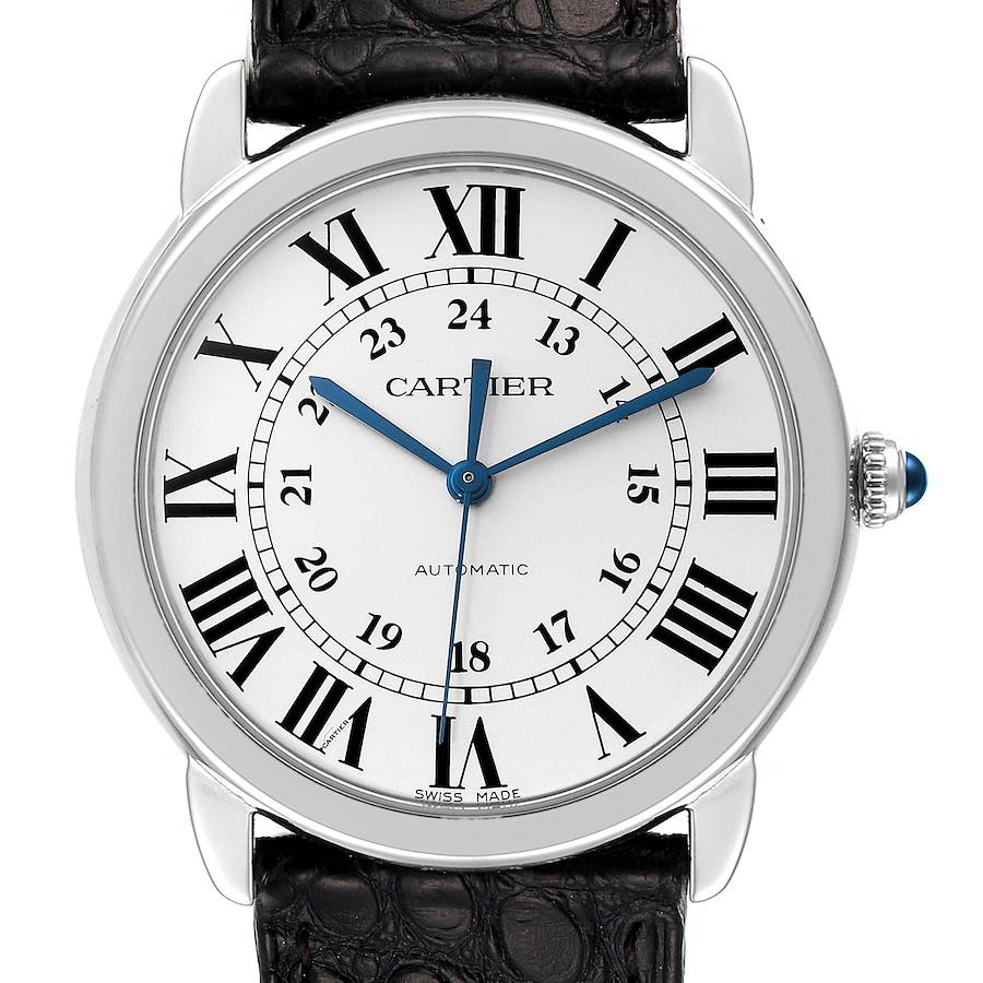 Cartier Ronde Solo Silver Dial Black Strap Automatic Watch WSRN0021 SwissWatchExpo