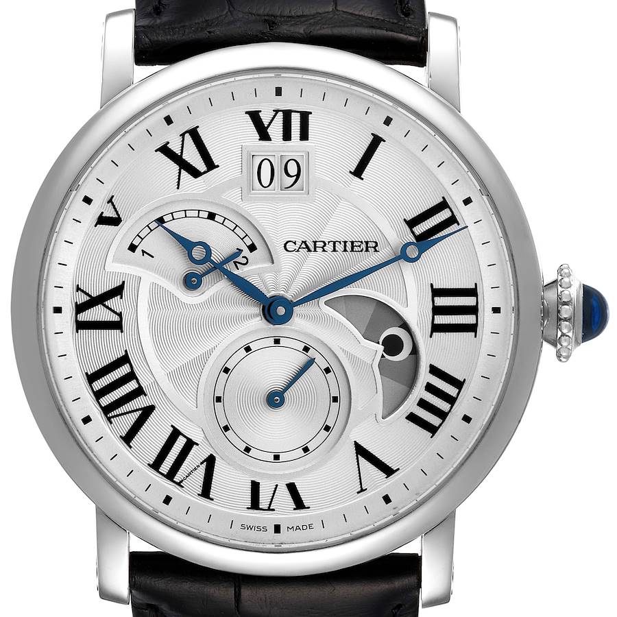 Cartier Rotonde Retrograde GMT Steel Silver Dial Mens Watch W1556368 SwissWatchExpo