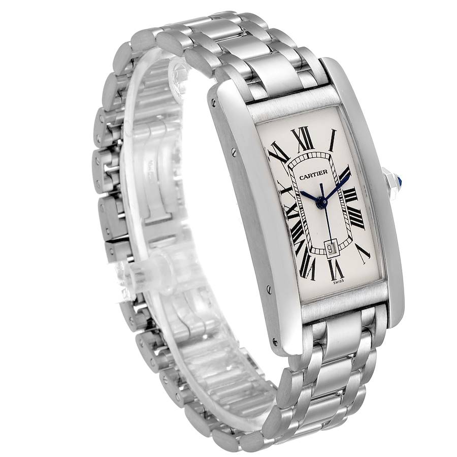 Cartier Tank Americaine Silver Dial Rose Gold Leather Strap Unisex Watch  WGTA0046