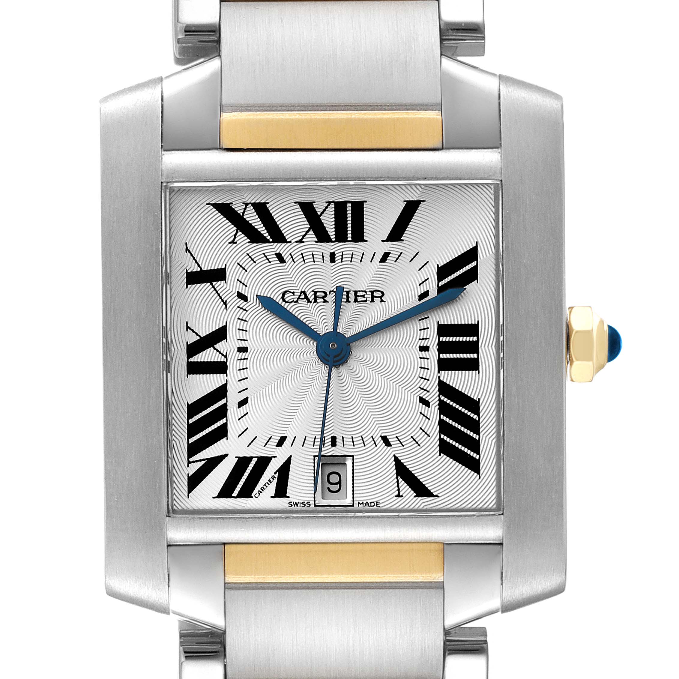 Cartier Tank Francaise Steel Yellow Gold Silver Dial Mens Watch ...