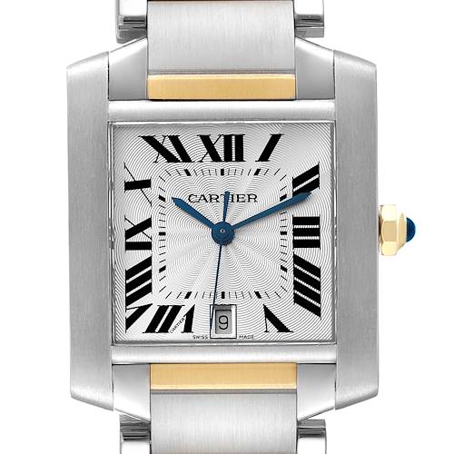 Photo of Cartier Tank Francaise Steel Yellow Gold Silver Dial Mens Watch W51005Q4