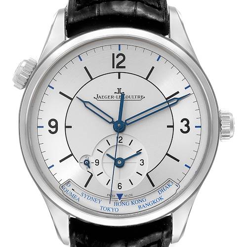 Photo of Jaeger LeCoultre Master Geographic Steel Mens Watch 176.8.92.S Q1428530 Box Card
