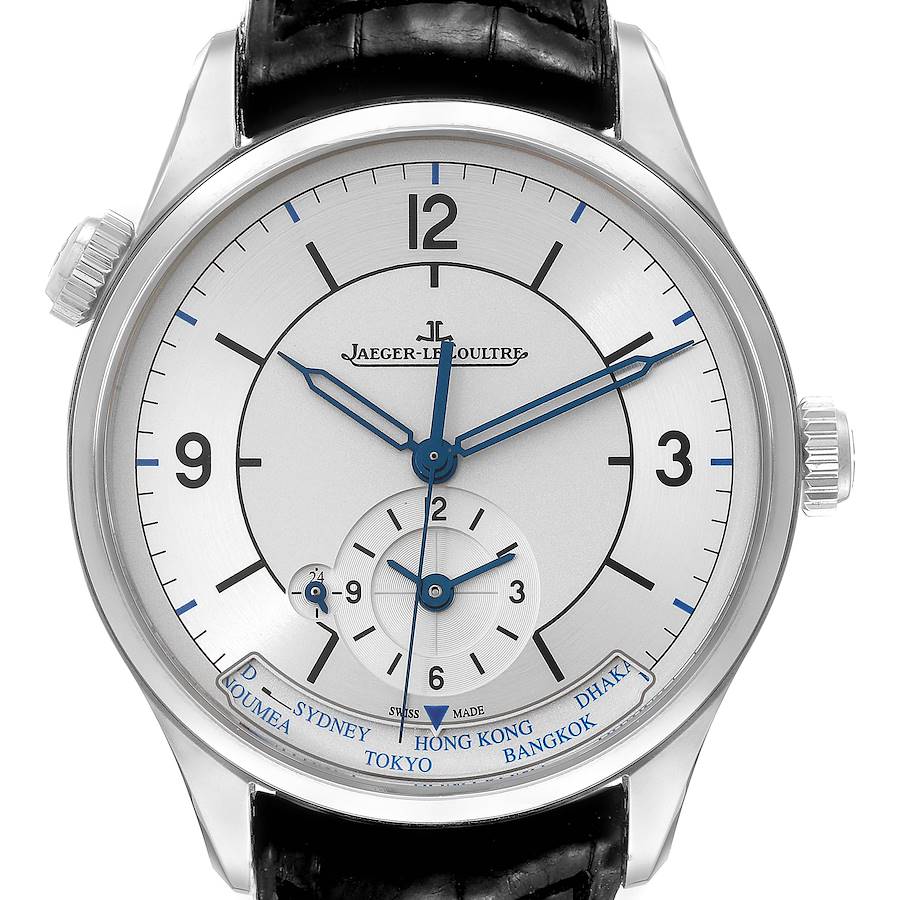 Jaeger LeCoultre Master Geographic Steel Mens Watch 176.8.92.S Q1428530 Box Card SwissWatchExpo