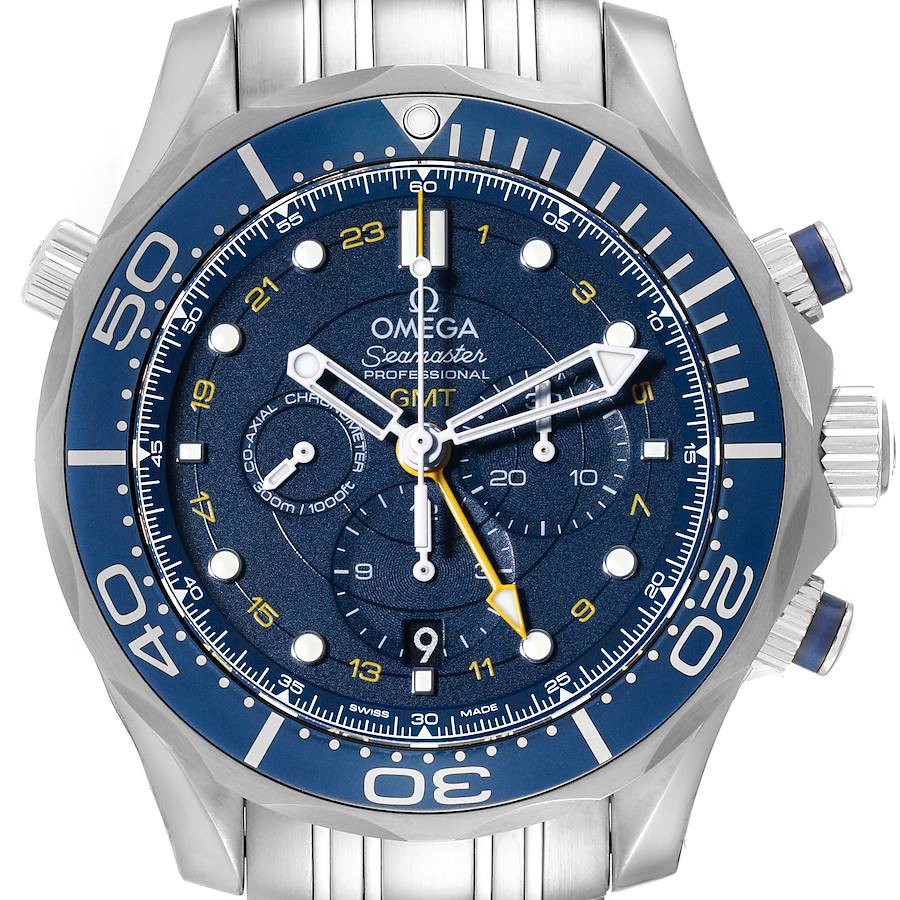 Omega Seamaster 300 GMT Steel Mens Watch 212.30.44.52.03.001 Box Card SwissWatchExpo