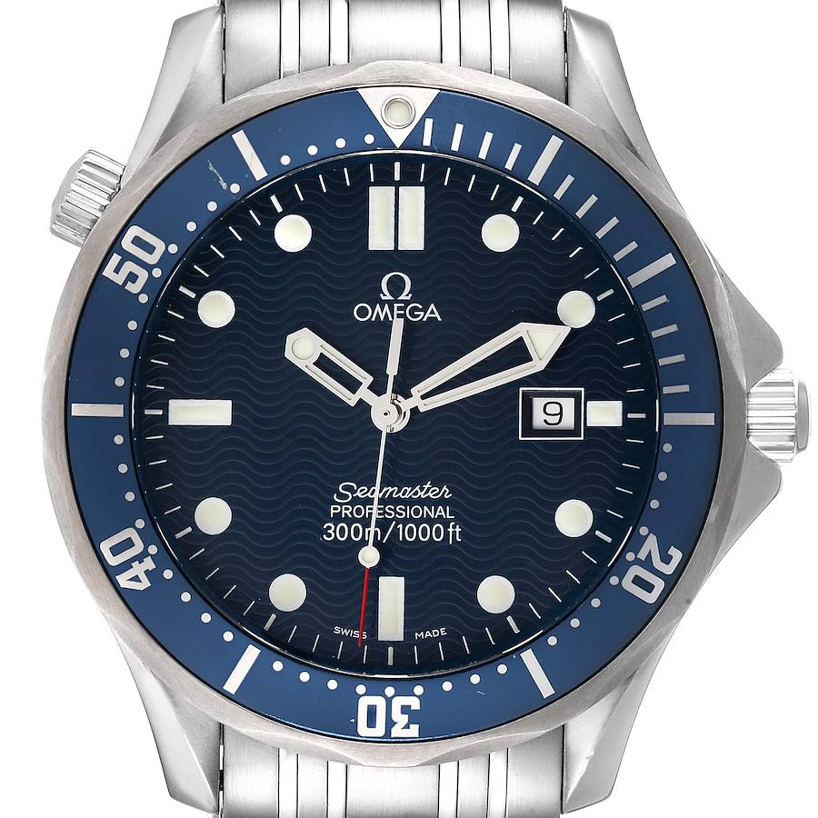 Omega Seamaster 41mm James Bond Blue Dial Steel Watch 2541.80.00 Card SwissWatchExpo