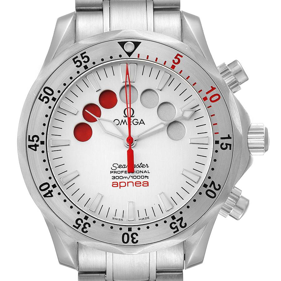 Omega Seamaster Apnea Jacques Mayol Silver Dial Watch 2595.30.00 Box Card SwissWatchExpo
