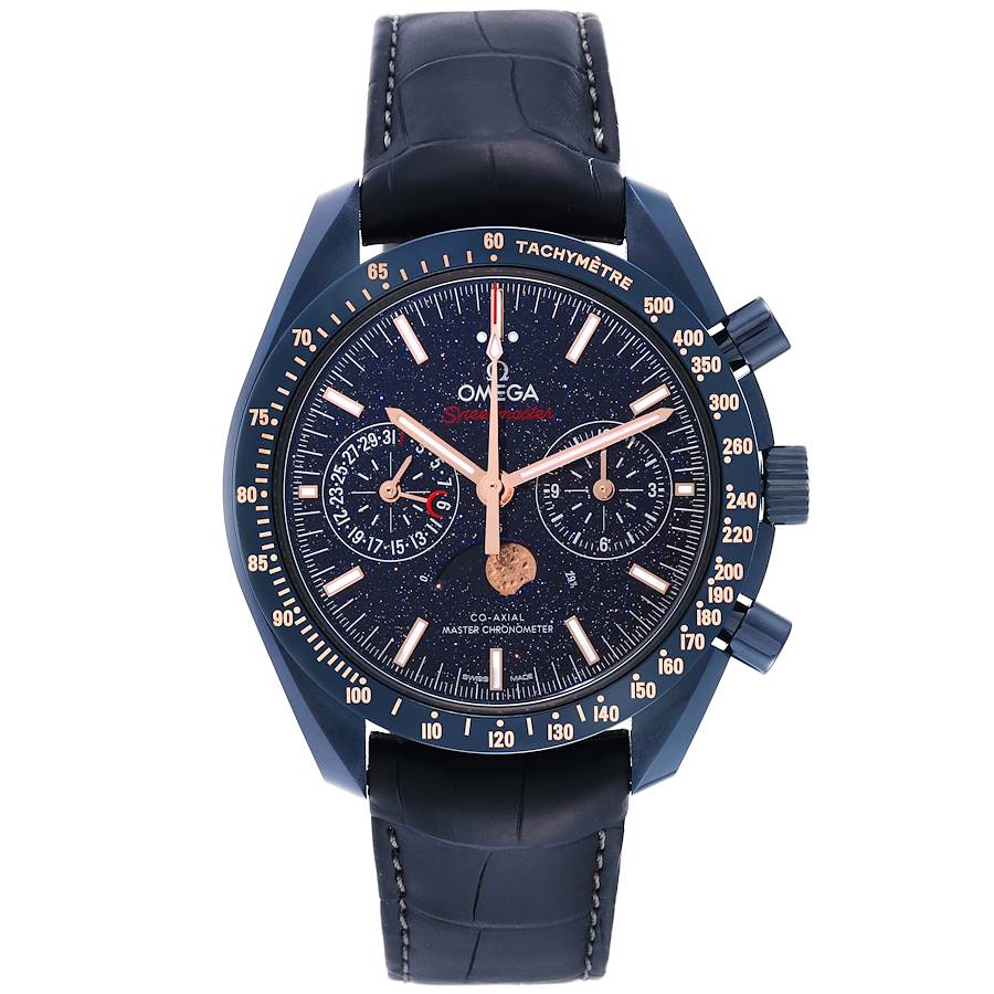 Omega Speedmaster Blue Side of the Moon Mens Watch 304.93.44.52.03.002 Box  Card