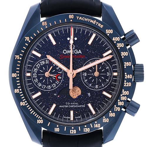 Photo of Omega Speedmaster Blue Side of the Moon Mens Watch 304.93.44.52.03.002 Box Card