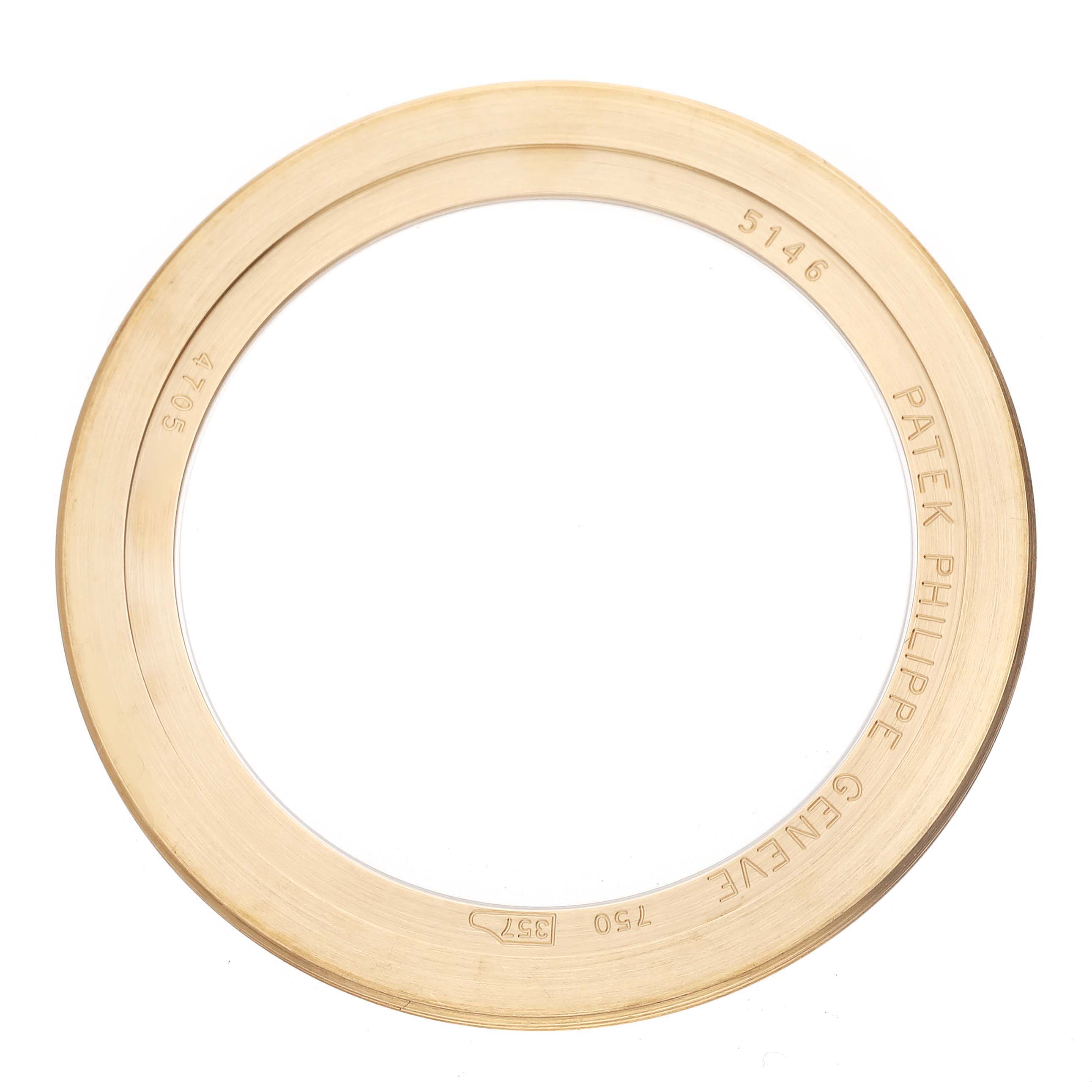 The image shows a gold bezel from a Patek Philippe Complications 5146J Men's Yellow Gold Beige Dial 5146J Men's Yellow Gold Beige Dial model, marked with model number 5146.