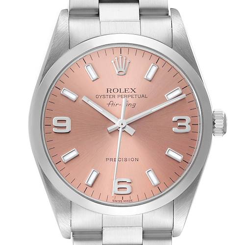 Photo of Rolex Air King 34mm Salmon Dial Domed Bezel Steel Mens Watch 14000