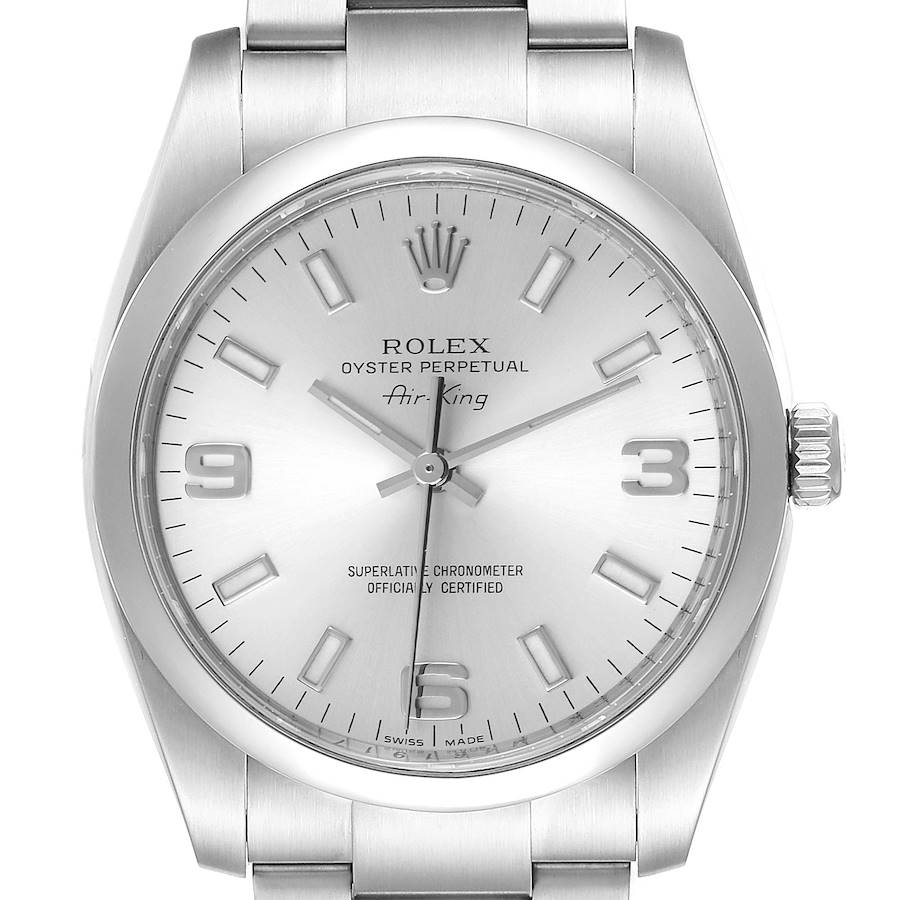 Rolex Air King Silver Dial Stainless Steel Mens Watch 114200 SwissWatchExpo