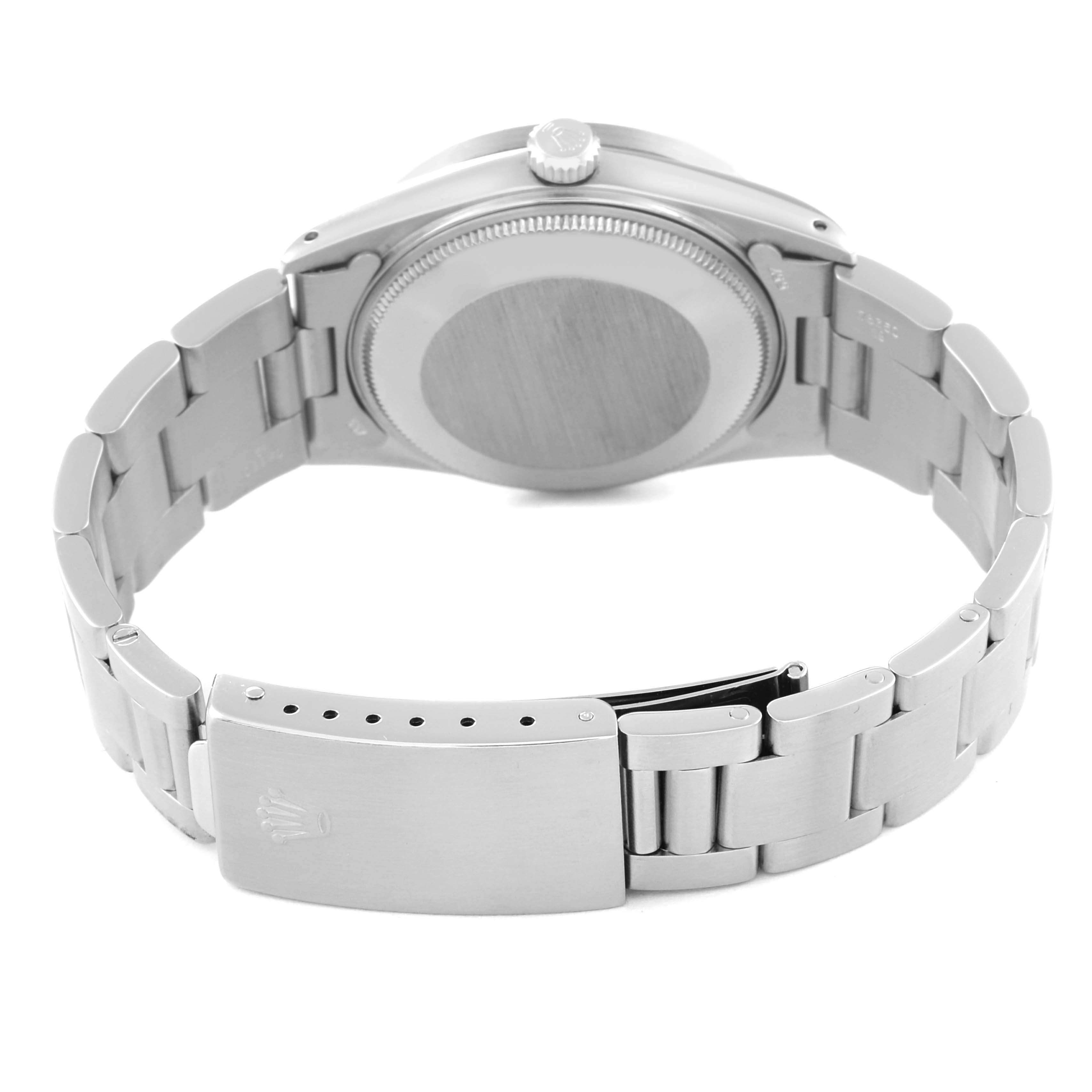 This image shows the back and bracelet clasp of a Rolex Vintage Collection 15010 Men's Stainless Steel Silver Dial 15010 Men's Stainless Steel Silver Dial watch, taken from a rear angle.