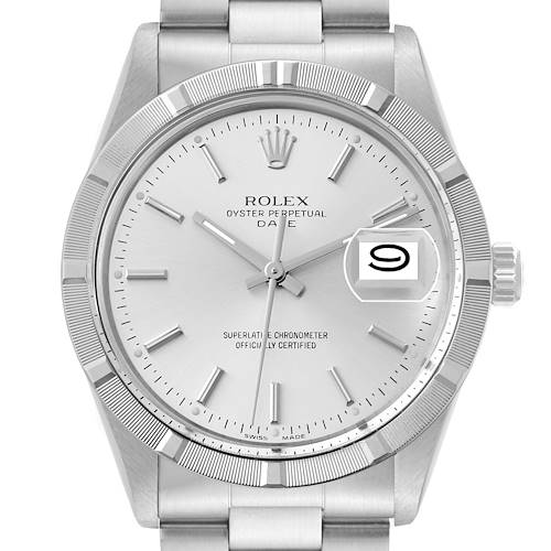 Photo of Rolex Date Steel Silver Dial Vintage Mens Watch 15010