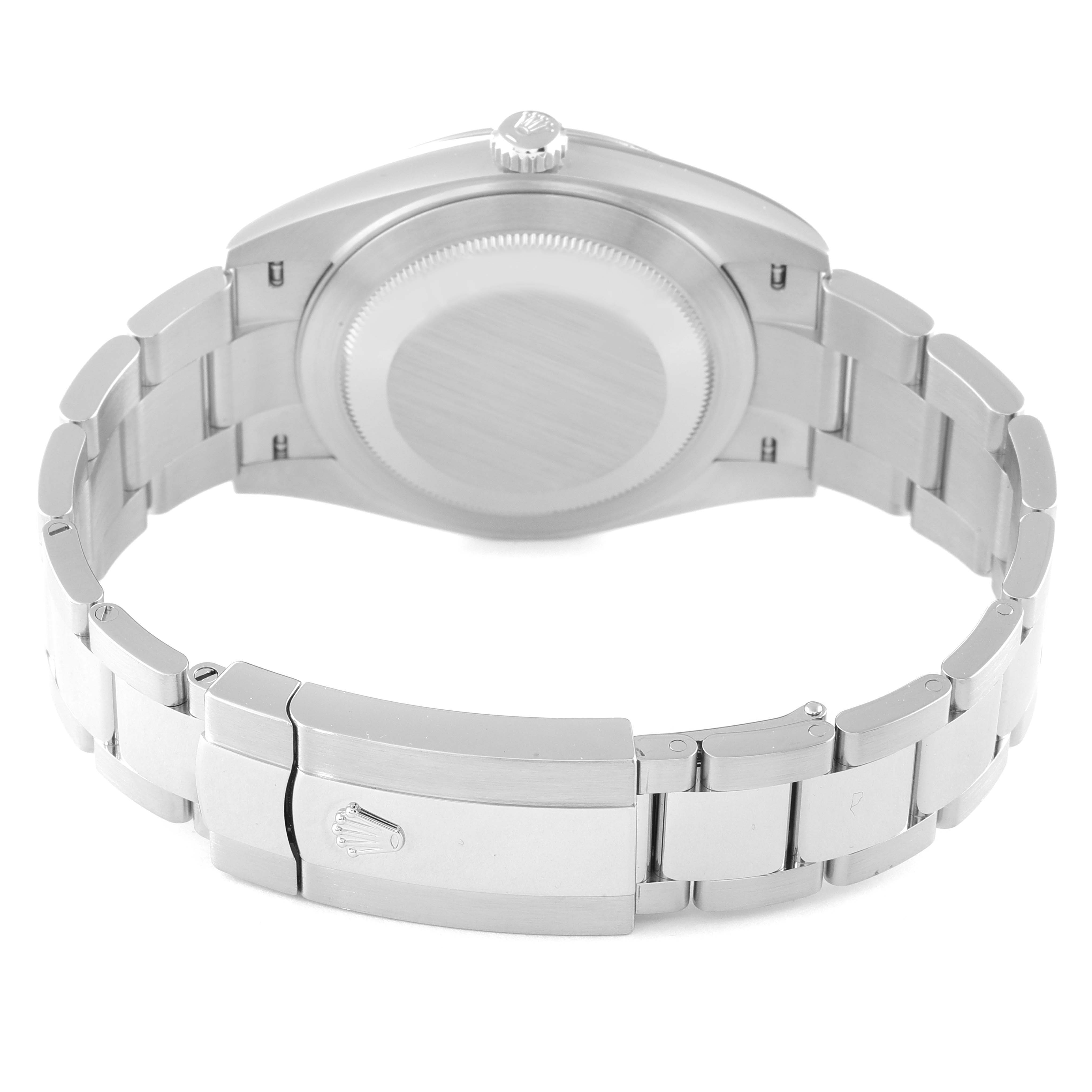 This image shows the back case and bracelet clasp of a Rolex Datejust 41 126300 Men's Stainless Steel Blue Dial 126300 Men's Stainless Steel Blue Dial watch.