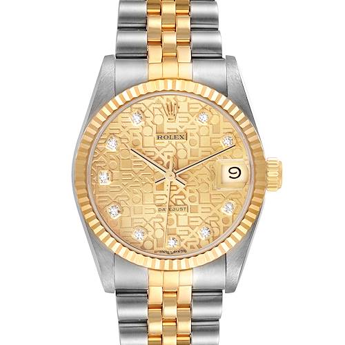 Photo of Rolex Datejust Midsize Steel Yellow Gold Diamond Dial Ladies Watch 68273 Papers