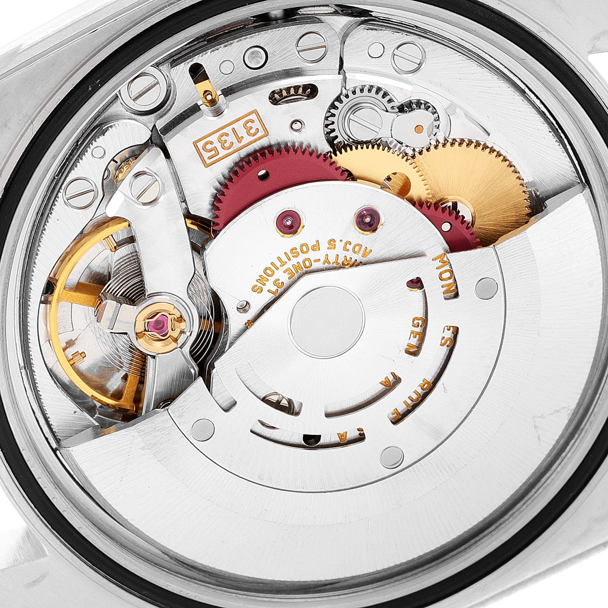 The image shows a close-up of the movement mechanism inside a Rolex Datejust 16234 Men's Stainless Steel Silver Dial 16234 Men's Stainless Steel Silver Dial watch.