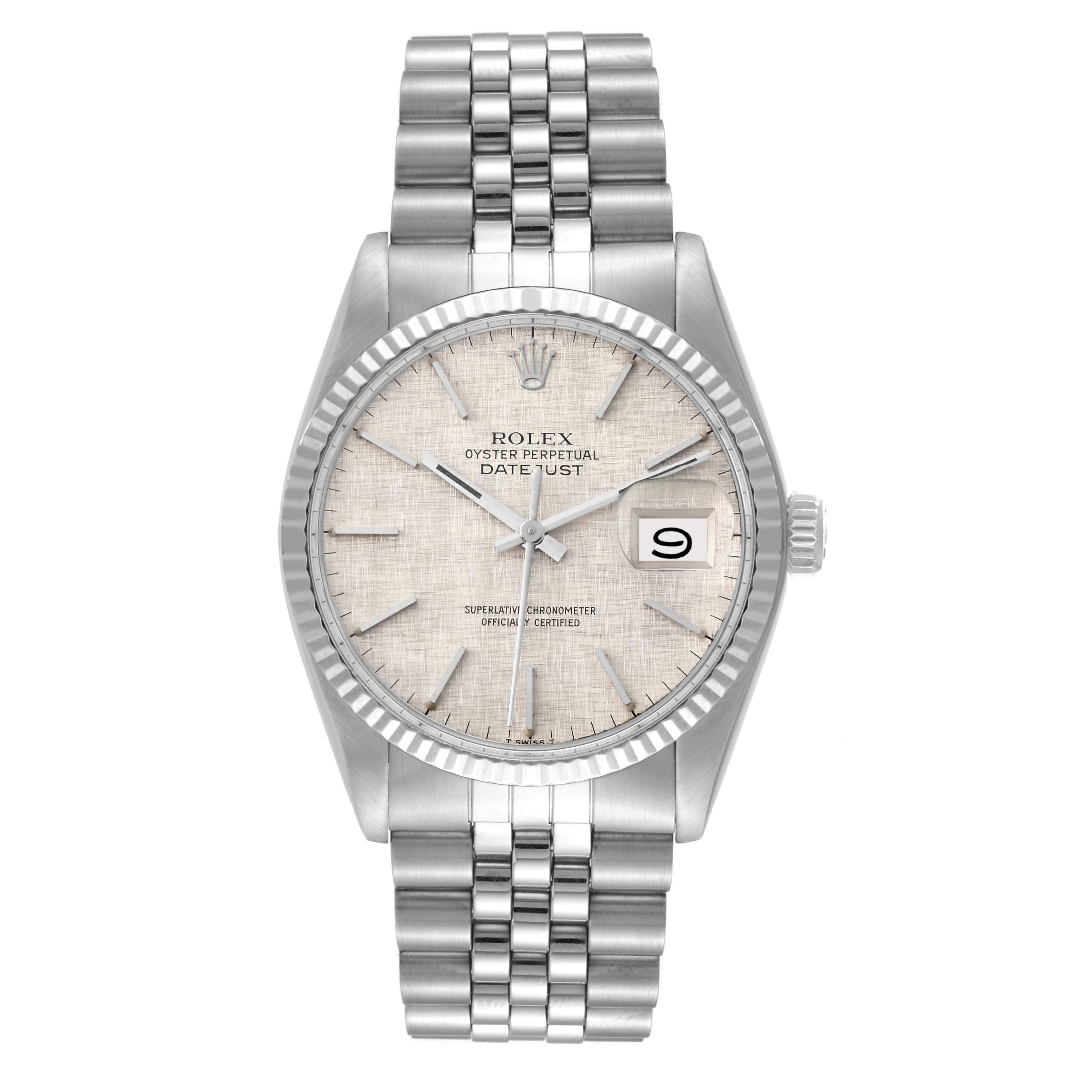 The Rolex Vintage Collection 16014 Men's Stainless Steel Silver Dial 16014 Men's Stainless Steel Silver Dial model watch is shown from a front angle, displaying the dial, date window, hands, and bracelet.
