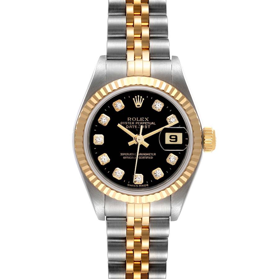 Rolex Datejust Steel Yellow Gold Black Diamond Dial Ladies Watch 79173 Papers SwissWatchExpo