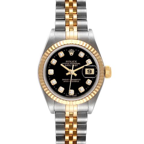 Photo of Rolex Datejust Steel Yellow Gold Black Diamond Dial Ladies Watch 79173 Papers