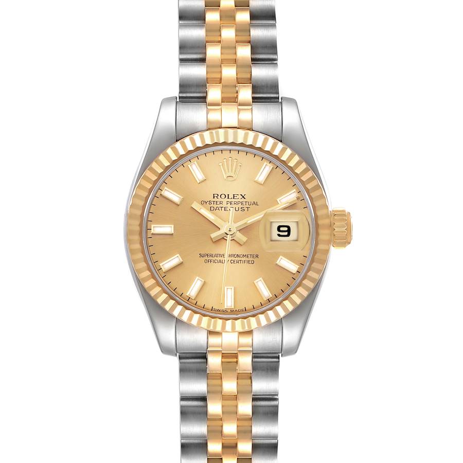 Rolex Datejust Steel Yellow Gold Champagne Dial Ladies Watch 179173 SwissWatchExpo