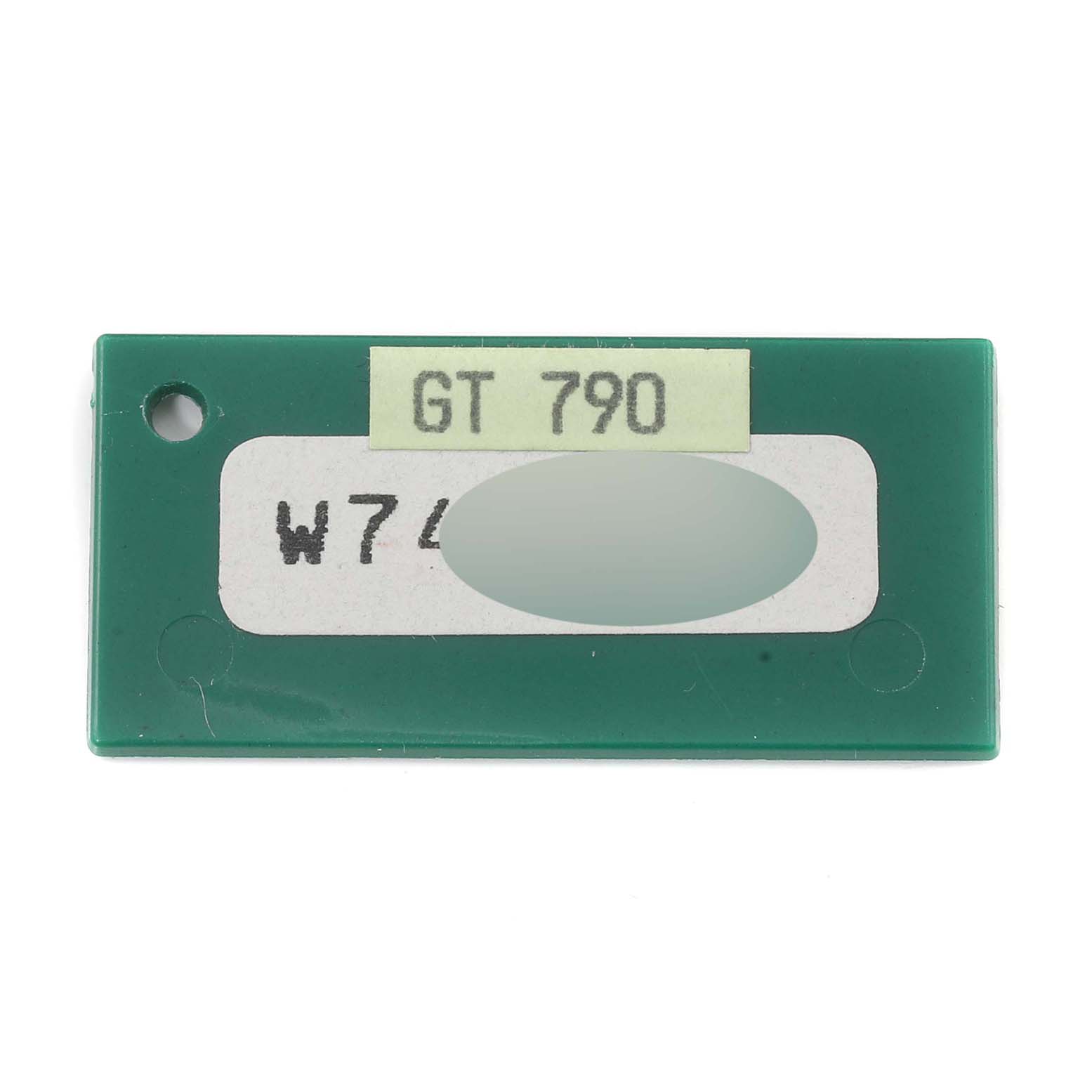 This image shows a green plastic warranty card for a Rolex Daytona 16523 Men's Steel and Gold (two tone) Black Dial 16523 Men's Steel and Gold (two tone) Black Dial model, viewed from the front.