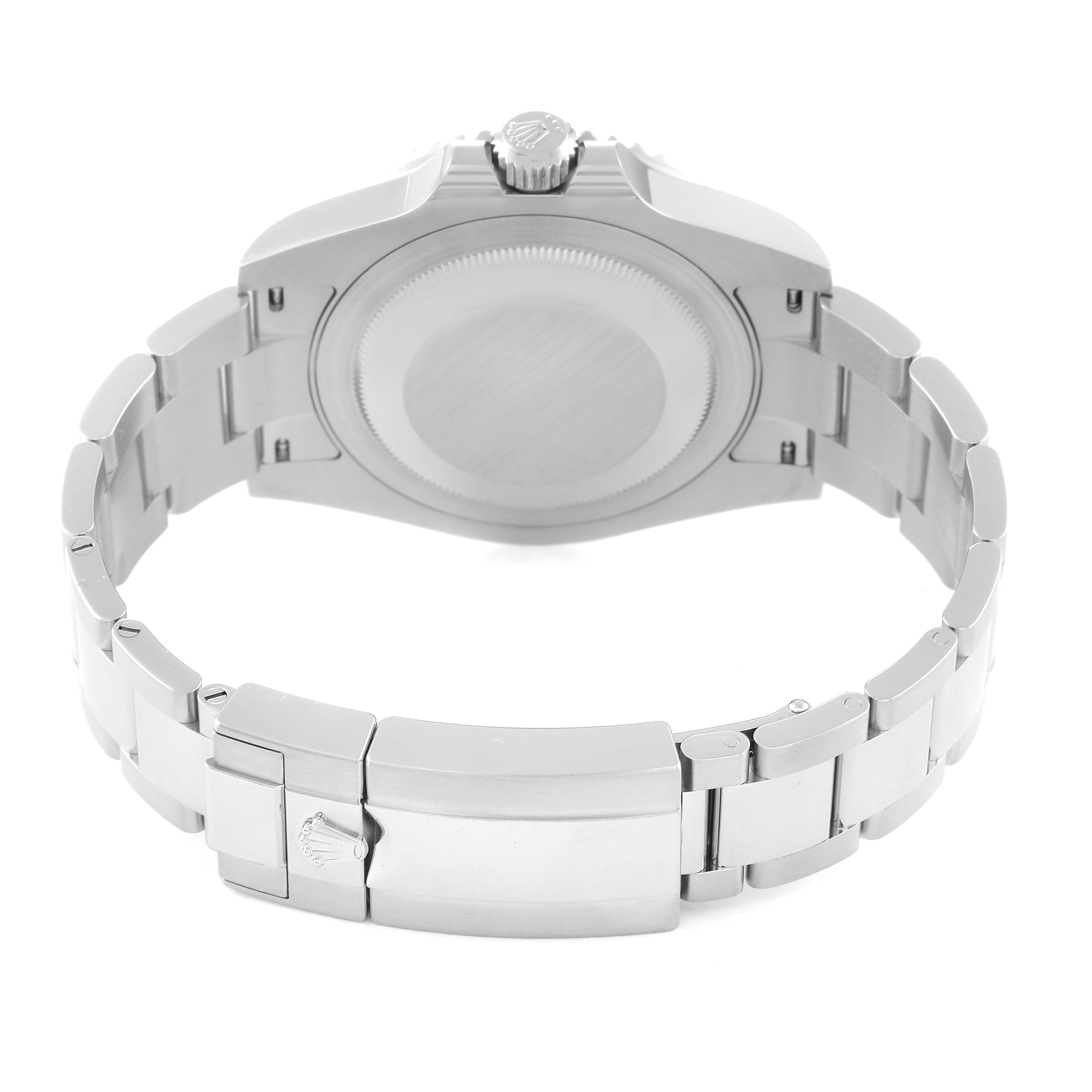 The image shows the back case and bracelet of a Rolex GMT-Master 126710 Men's Stainless Steel Black Dial 126710 Men's Stainless Steel Black Dial watch from a rear angle.