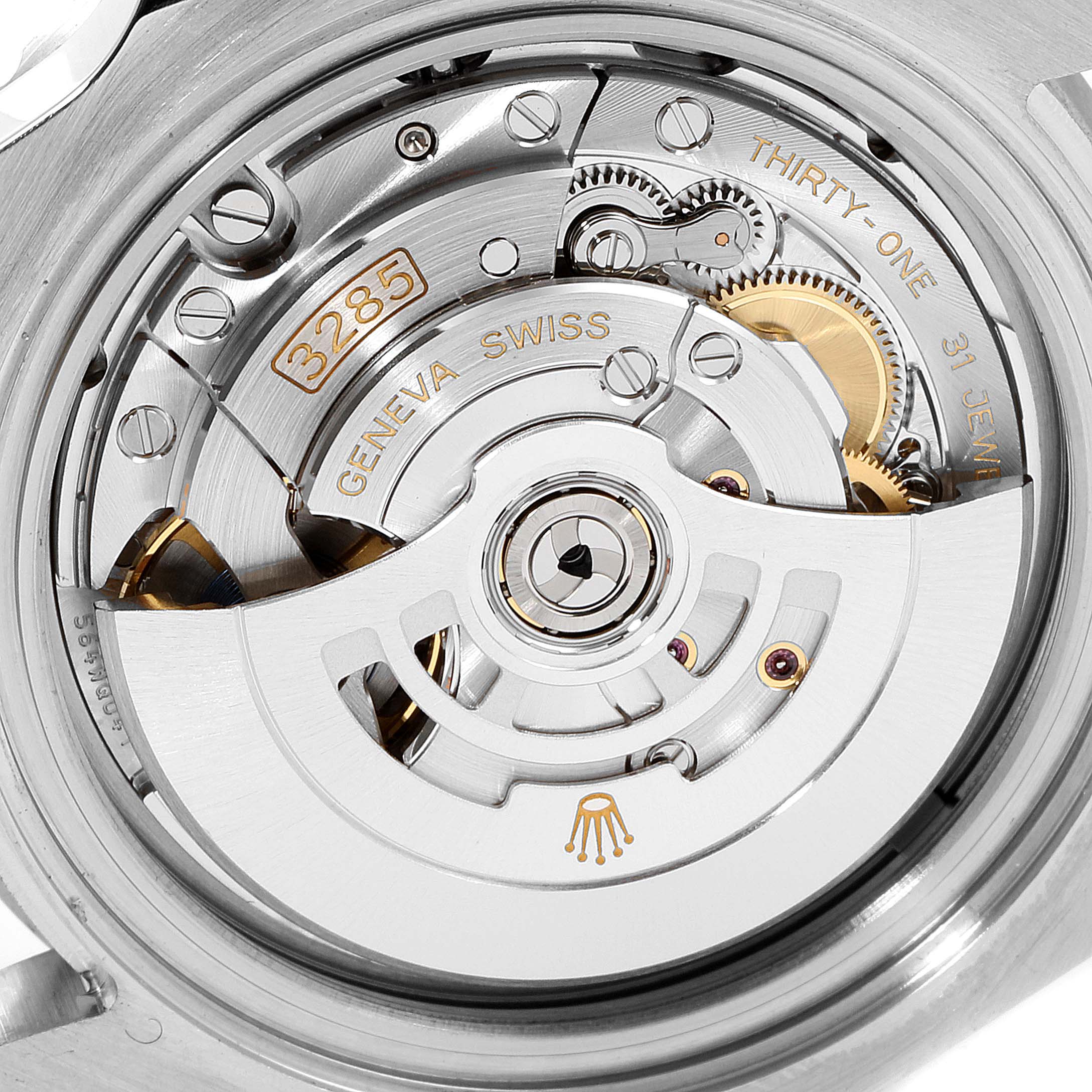 This image shows the open case back of a Rolex GMT-Master 126710 Men
s Stainless Steel Black Dial 126710 Men
s Stainless Steel Black Dial, highlighting its internal movement mechanism.