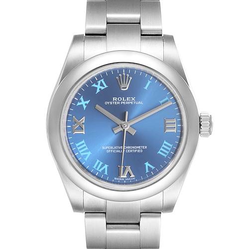 Photo of Rolex Oyster Perpetual Midsize 31 Blue Dial Steel Ladies Watch 177200