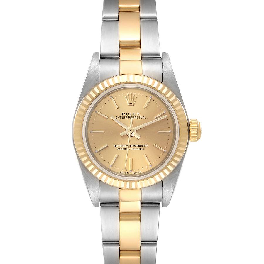 Rolex Oyster Perpetual Steel Yellow Gold Champagne Dial Ladies Watch 76193 SwissWatchExpo