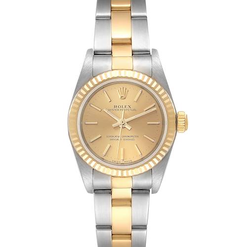 Photo of Rolex Oyster Perpetual Steel Yellow Gold Champagne Dial Ladies Watch 76193