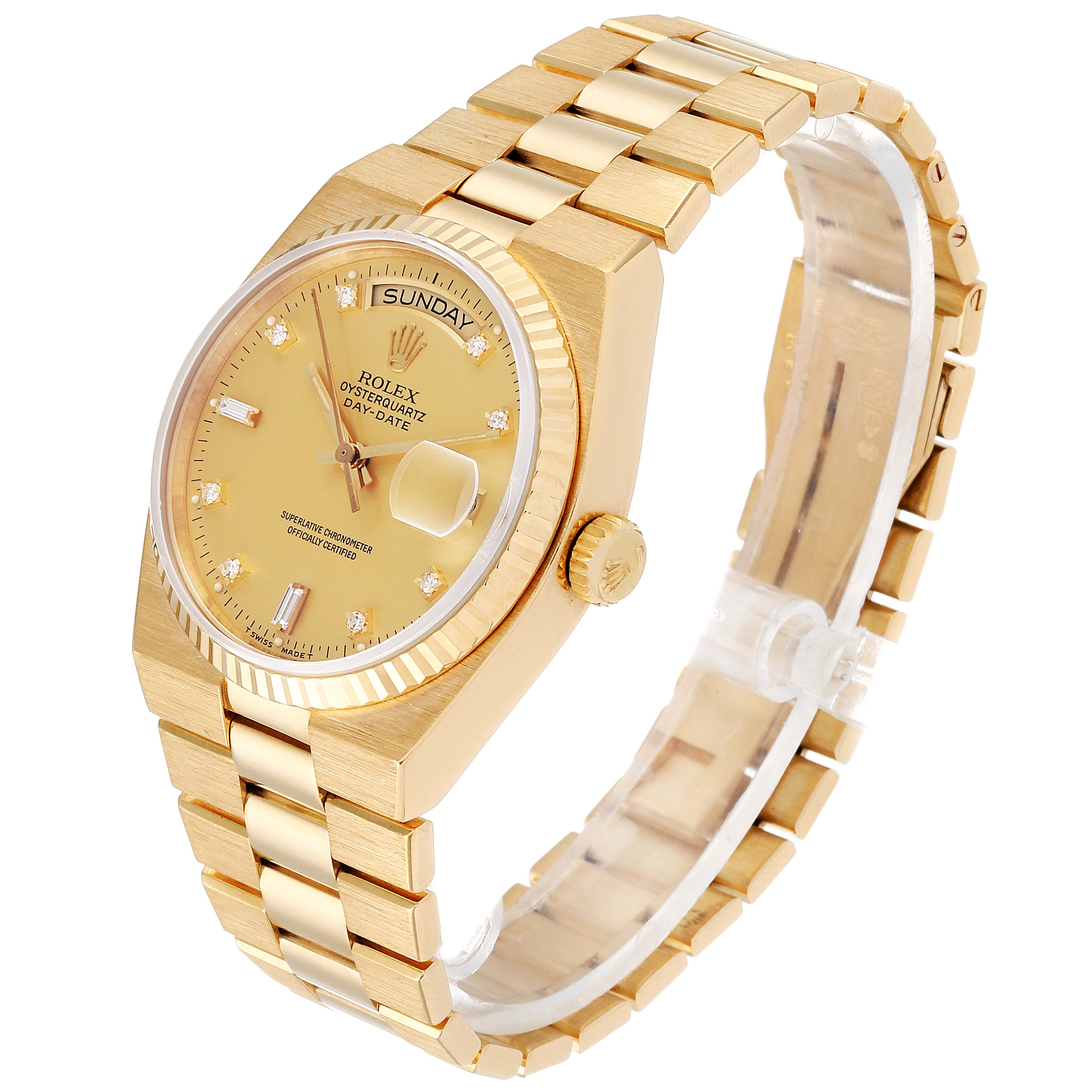 Rolex Oysterquartz President Day-Date Yellow Gold Diamond Watch 19018 ...