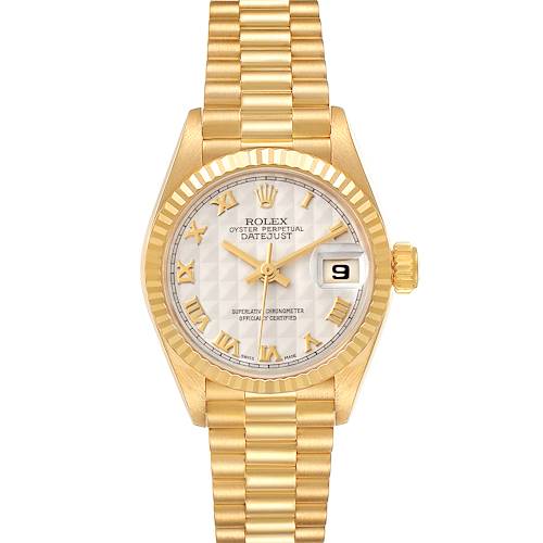 Photo of Rolex President Datejust Yellow Gold Pyramid Dial Ladies Watch 69178