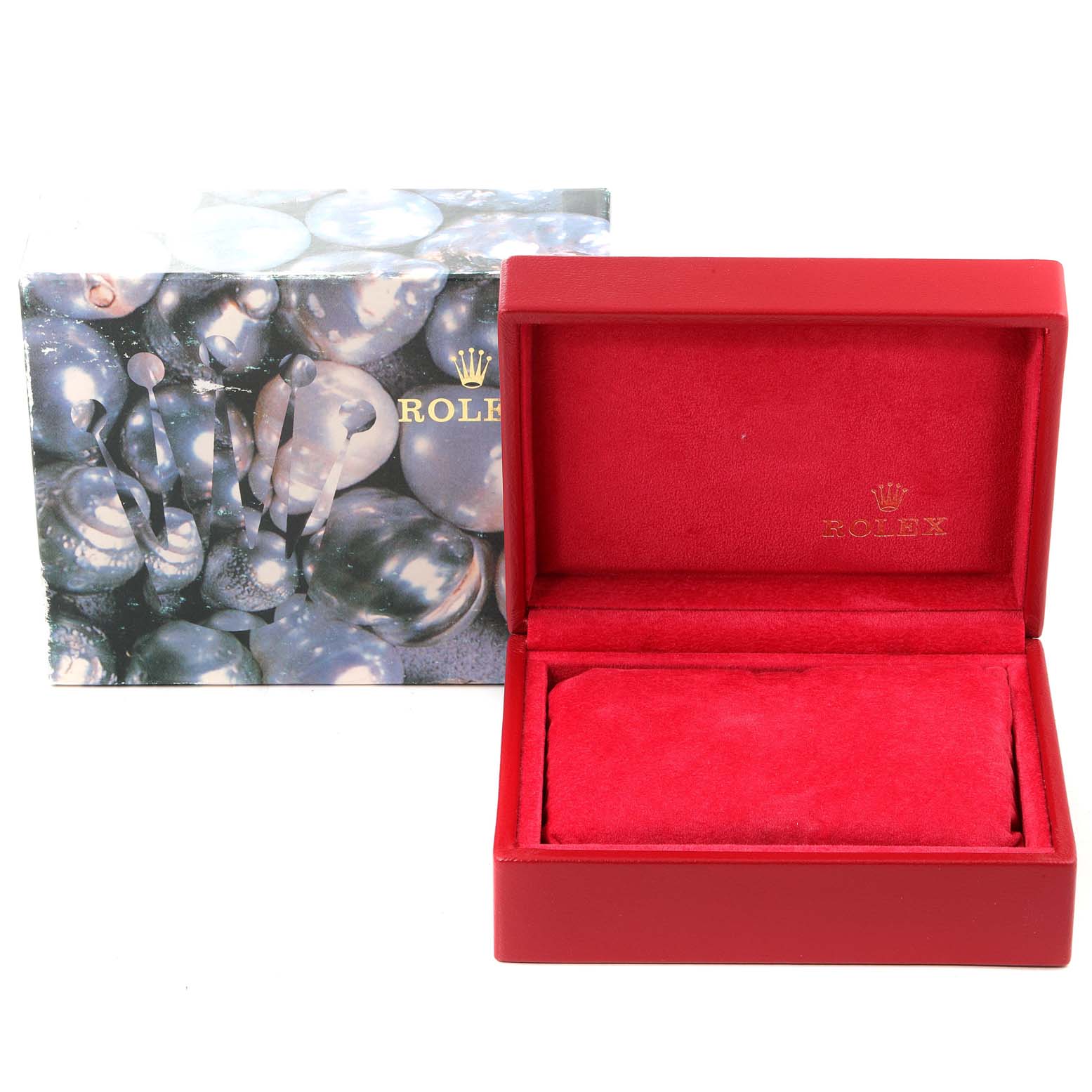 The image shows the open presentation box for a Rolex President 69178 Women's Yellow Gold Beige Dial 69178 Women's Yellow Gold Beige Dial model watch, with the box lid featuring the Rolex logo.