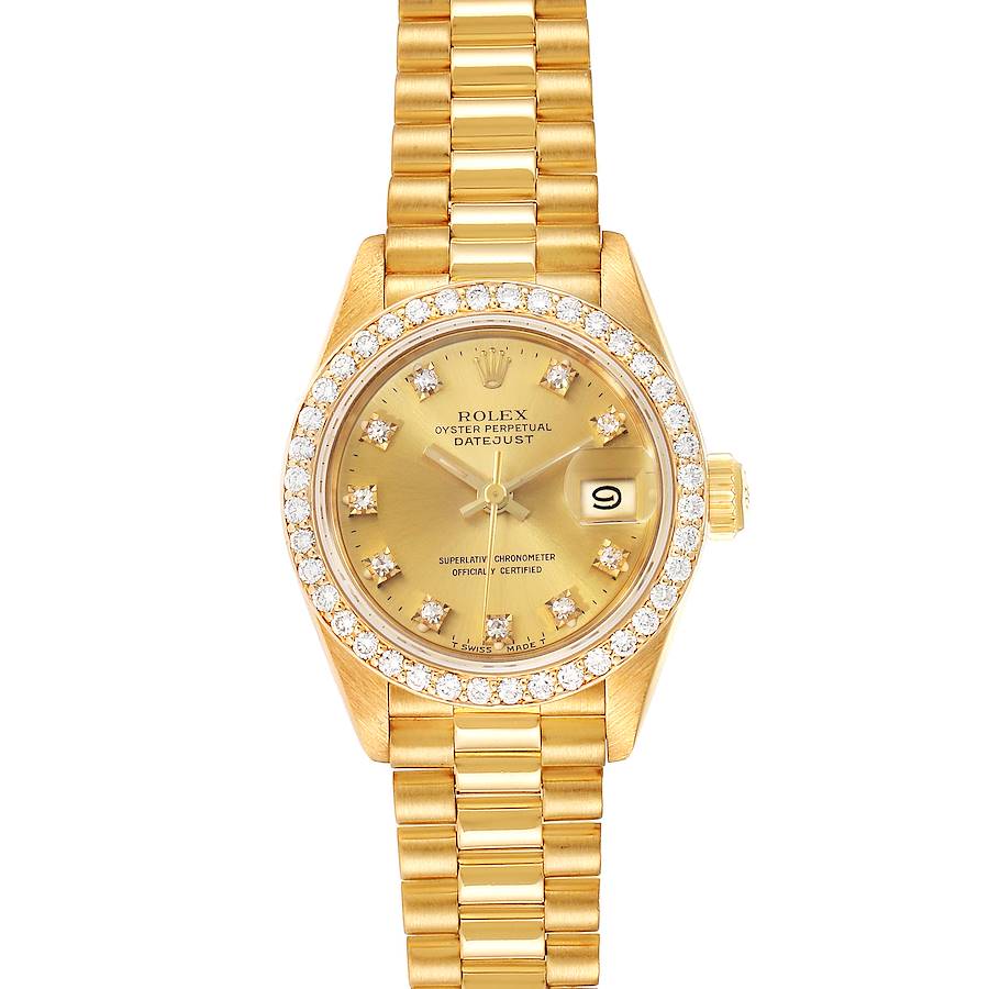 Rolex President Datejust Yellow Gold Diamond Ladies Watch 69138 Box SwissWatchExpo