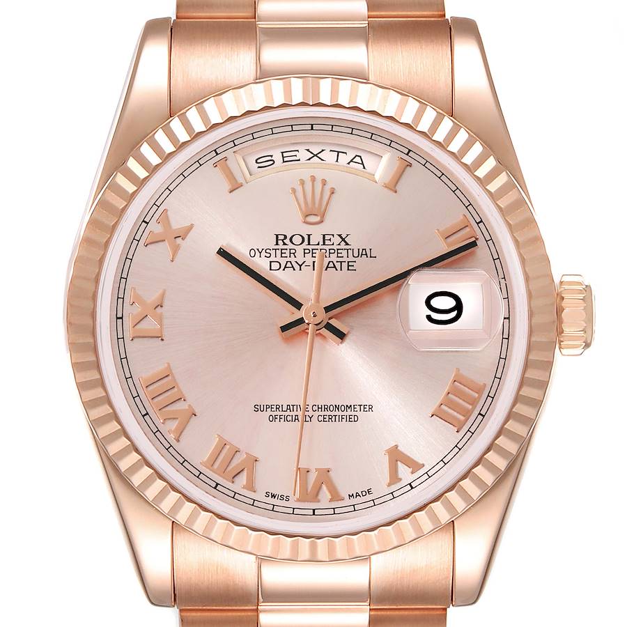 Rolex President Day Date 36 Rose Gold Mens Watch 118235 SwissWatchExpo
