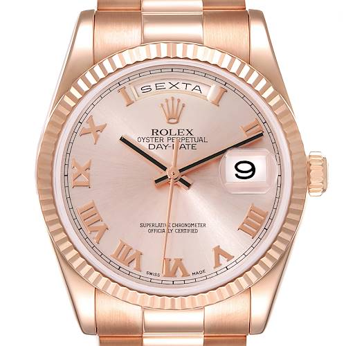 Photo of Rolex President Day Date 36 Rose Gold Mens Watch 118235