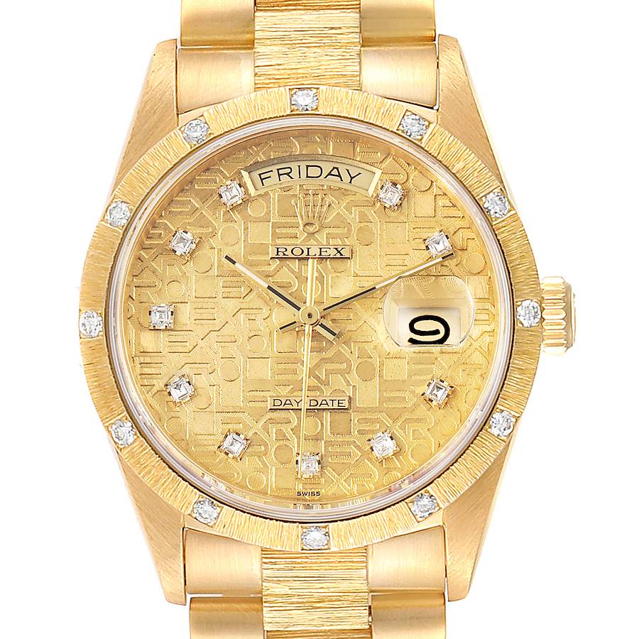 Rolex President Day Date Yellow Gold Diamond Mens Watch 18108 SwissWatchExpo