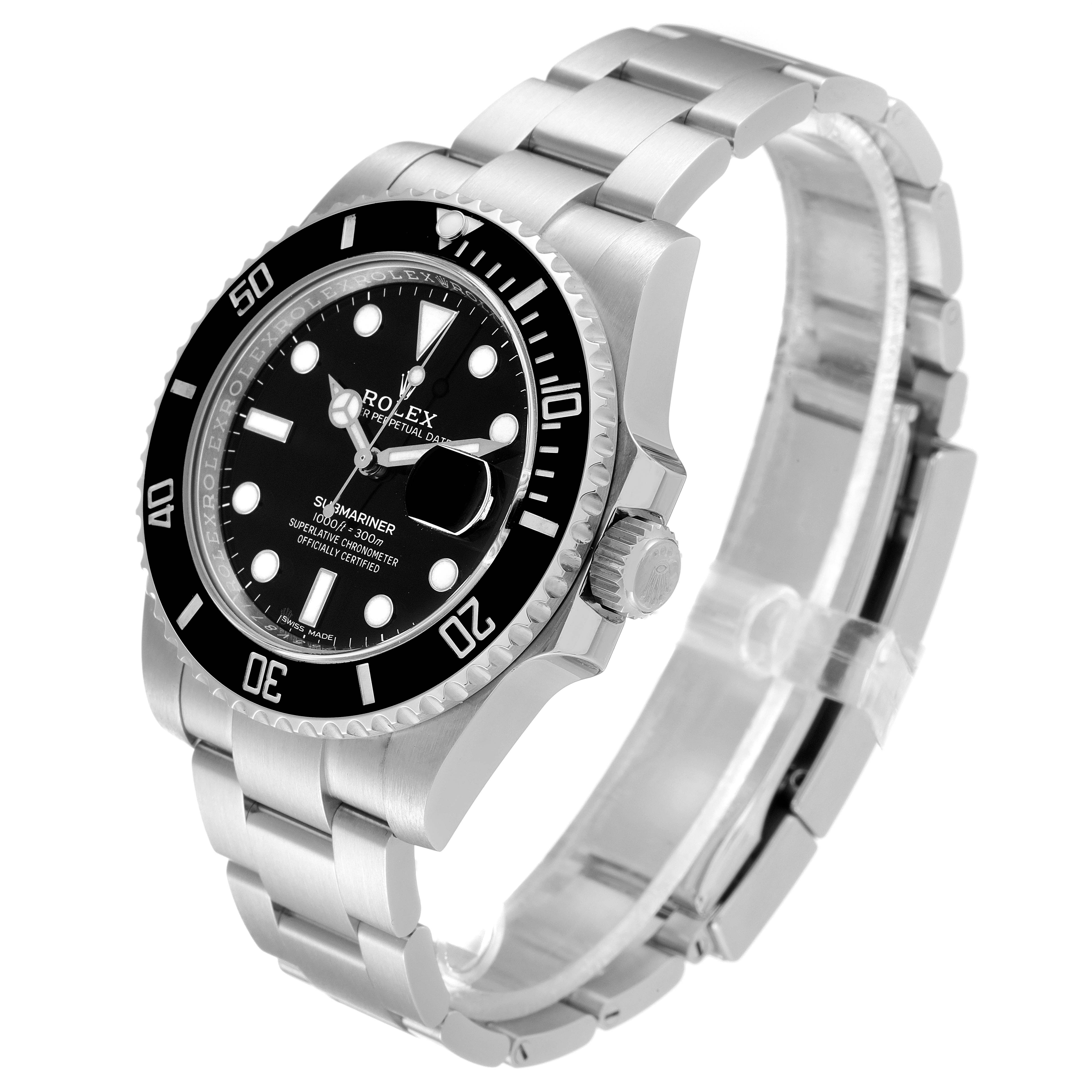 This image shows a Rolex Submariner 116610 Men
s Stainless Steel Black Dial 116610 Men
s Stainless Steel Black Dial angled from the front-left, displaying its dial, bezel, crown, and bracelet.
