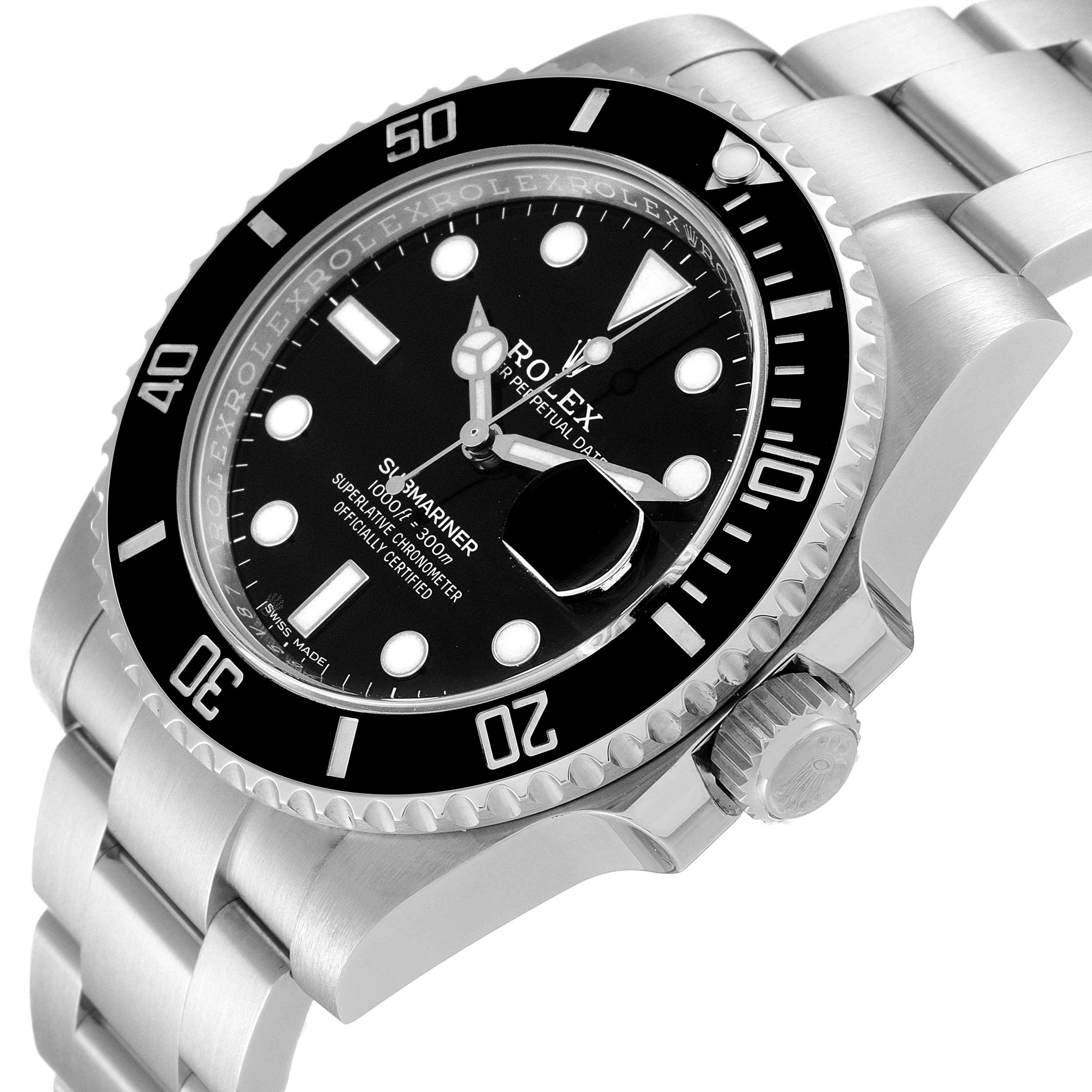 This image shows a close-up, angled view of the front and side of a Rolex Submariner 116610 Men
s Stainless Steel Black Dial 116610 Men
s Stainless Steel Black Dial watch, highlighting the bezel, dial, and bracelet.