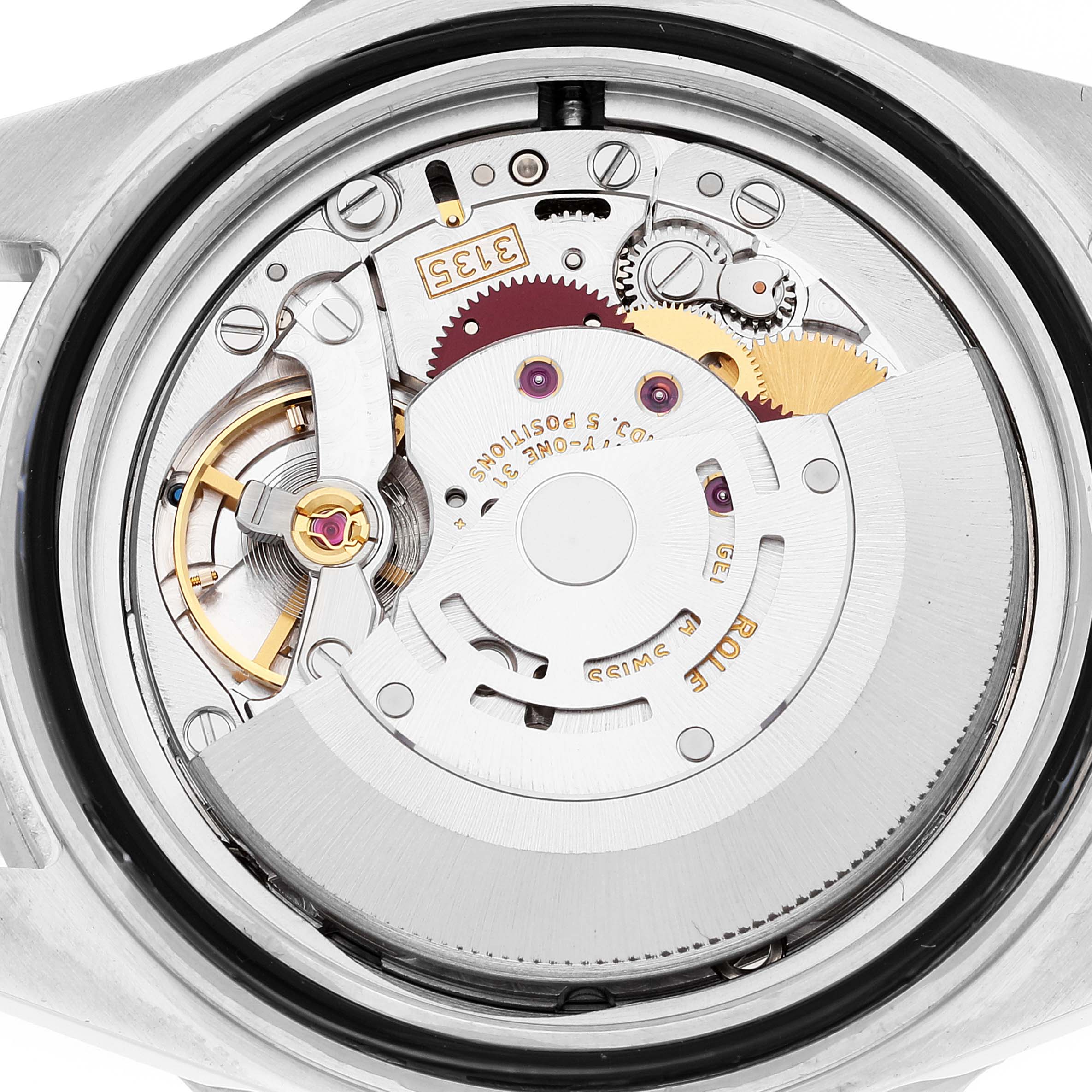 The image shows the internal mechanism of the Rolex Submariner 16610 Men
s Stainless Steel Black Dial 16610 Men
s Stainless Steel Black Dial watch from a straight top-down angle.