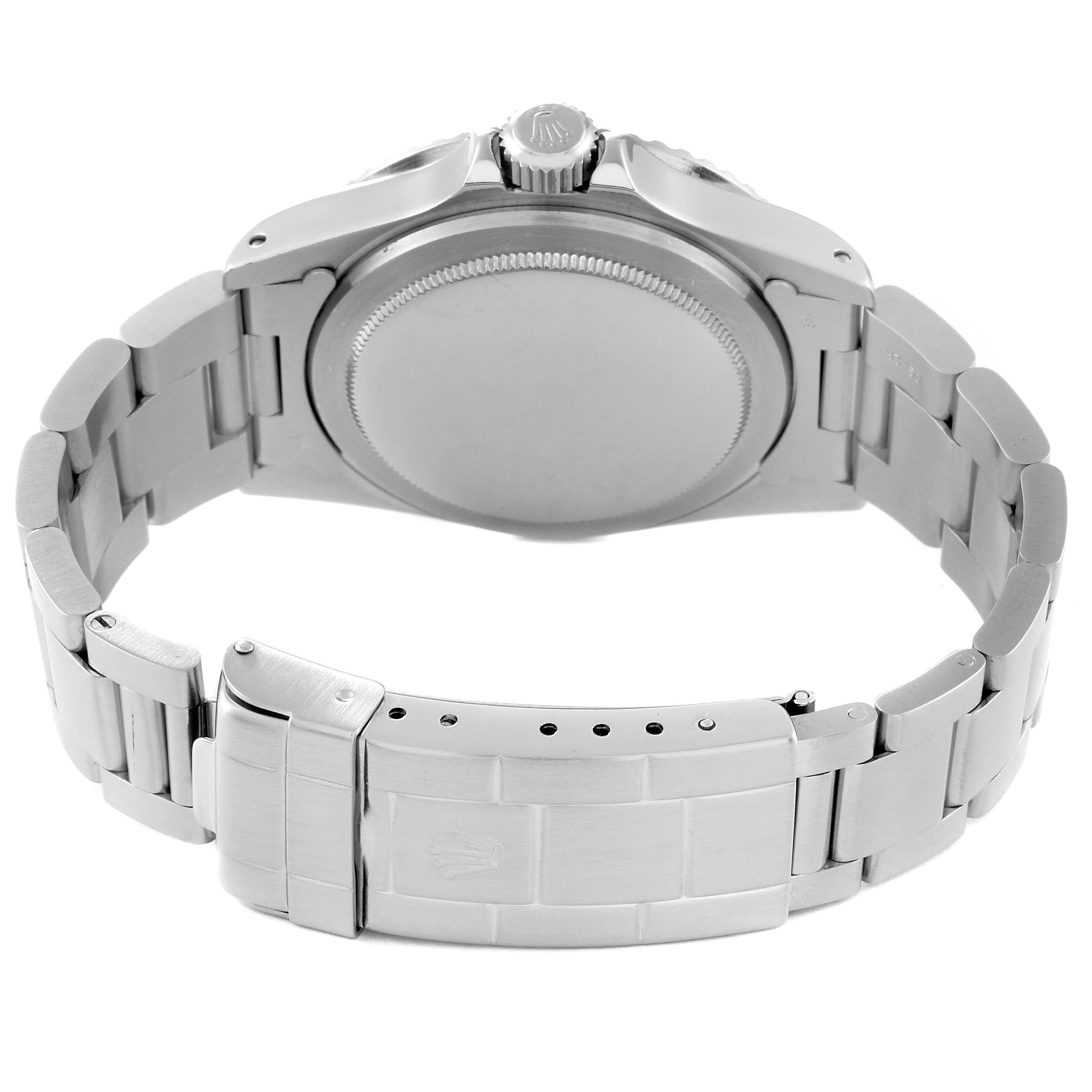 This image shows the back view of a Rolex Vintage Collection 1680 Men's Stainless Steel Black Dial 1680 Men's Stainless Steel Black Dial watch, highlighting the case back, bracelet, and clasp.