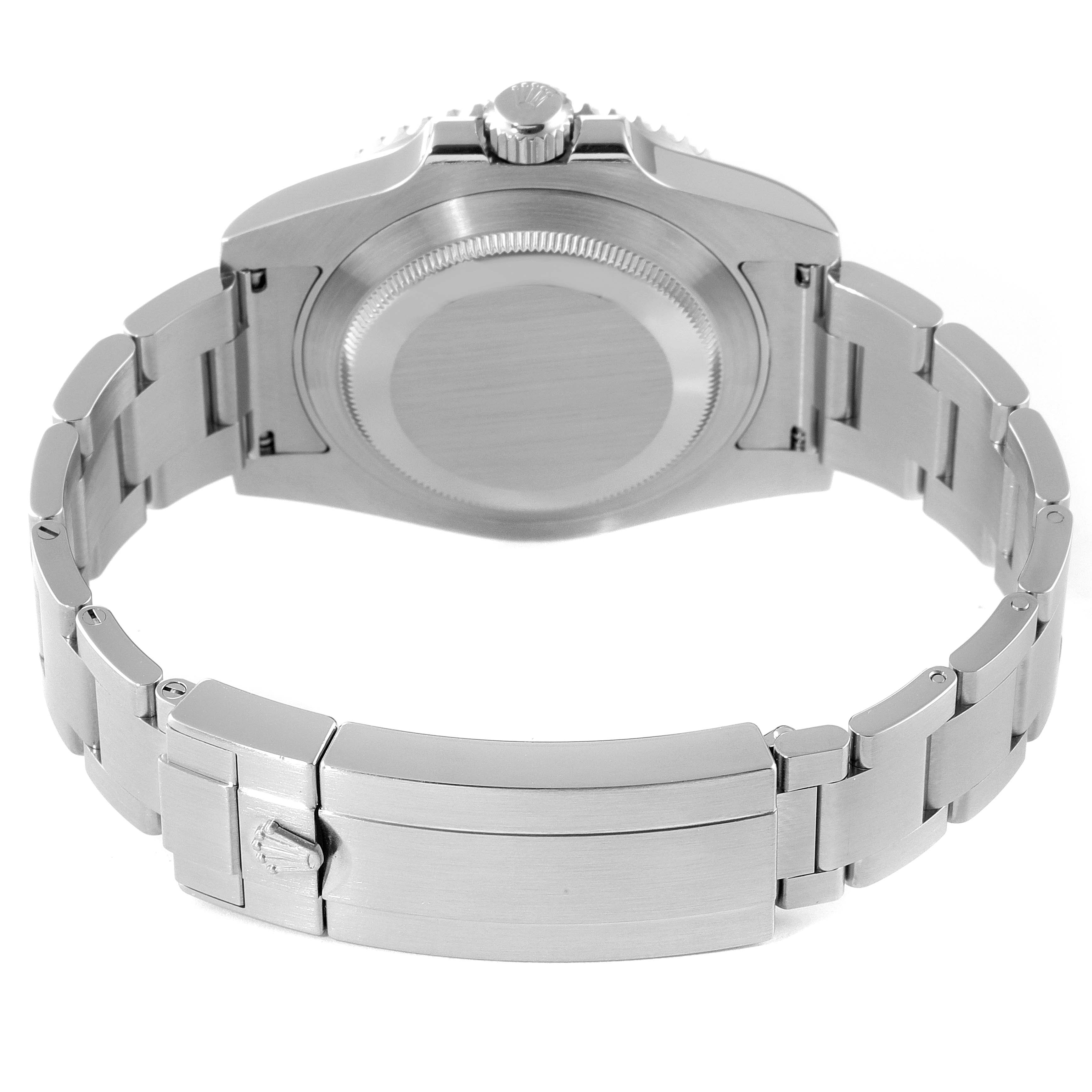 This image shows the back and bracelet of a Rolex Submariner 116610LV Men
s Stainless Steel Green Dial 116610LV Men
s Stainless Steel Green Dial watch.