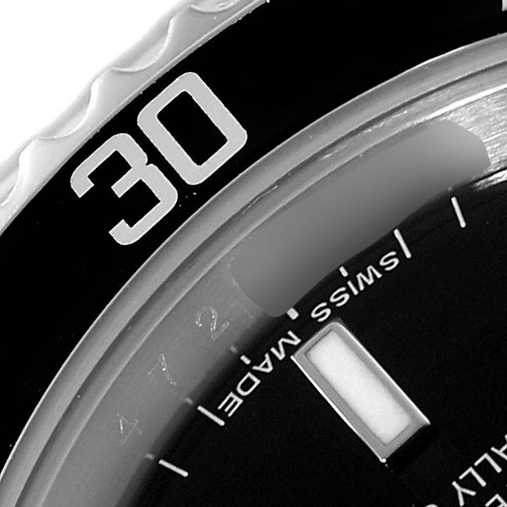 The image shows a close-up of the bezel and part of the dial of a Rolex Submariner 14060 Men's Stainless Steel Black Dial 14060 Men's Stainless Steel Black Dial watch, highlighting the "30" mark.
