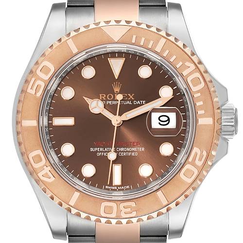 Photo of Rolex Yachtmaster 40 Rose Gold Steel Brown Dial Mens Watch 116621 Box Card