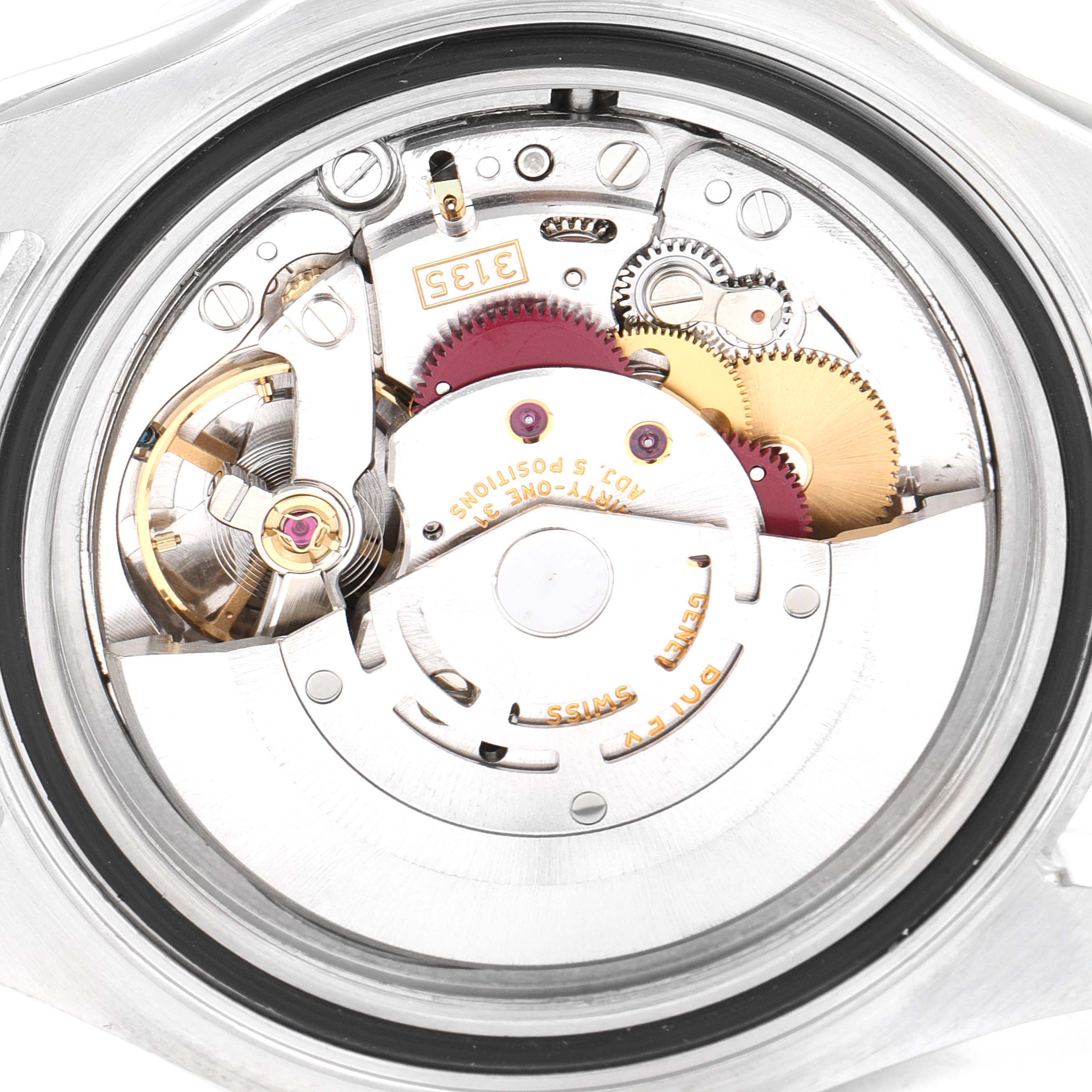 This image shows the movement mechanism from the back of a Rolex Yacht-Master 16623 Men
s Steel and Gold (two tone) Champagne Dial 16623 Men
s Steel and Gold (two tone) Champagne Dial watch.