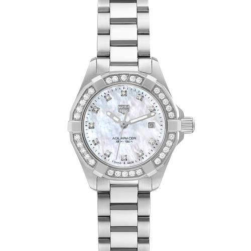 Photo of Tag Heuer Aquaracer Mother of Pearl Diamond Steel Ladies Watch WBD1415 Box Card